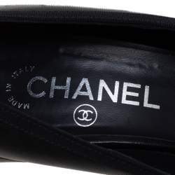 مملوكة مسبقًا حذاء كعب عالي شانيل كاميليا سي سي أسود مقدمة مفتوحة مقاس 38.5