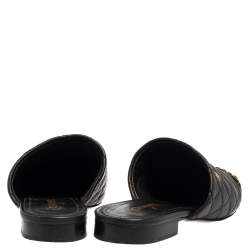 Pre Owned Chanel Black Quilted Leather Cap Toe Chain Mules Size 37