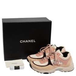 Pre Owned Chanel Multicolor Suede And Leather CC Sneakers Size 38.5