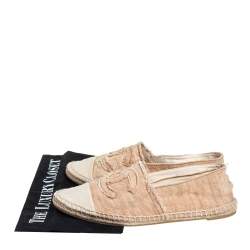 Pre Owned Chanel Beige CC Canvas Cap-Toe Flat Espadrille Size 39