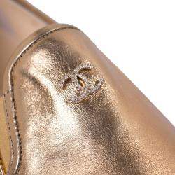Chanel Metallic Gold Leather Espadrilles EU 39