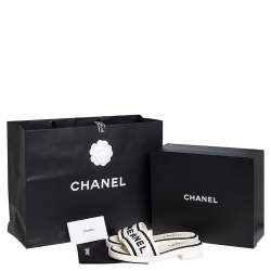 Chanel Off White Leather And Canvas Logo Slide Sandals Size 38