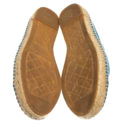 Pre Owned Chanel Blue Suede CC Cap Toe Espadrilles Flats Size 40