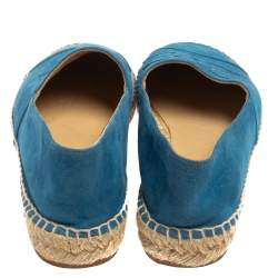 Pre Owned Chanel Blue Suede CC Cap Toe Espadrilles Flats Size 40