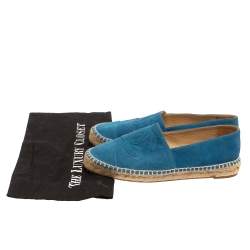 Pre Owned Chanel Blue Suede CC Cap Toe Espadrilles Flats Size 40