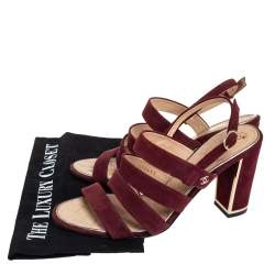 Pre Owned صندل شانيل سيور سويدي عنابي مقاس 39.5