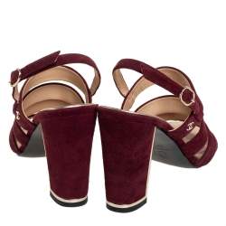 Pre Owned صندل شانيل سيور سويدي عنابي مقاس 39.5