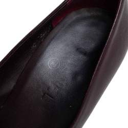 Pre Owned Chanel Burgundy/Black Leather Cap Toe Pearl Embellished Heels Pumps Size 39.5