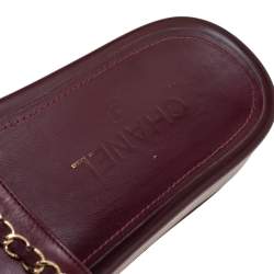 Chanel Burgundy Leather  Tropiconic Chain Detail Flat Sandals Size 35
