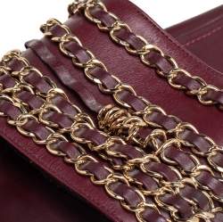 Chanel Burgundy Leather  Tropiconic Chain Detail Flat Sandals Size 35