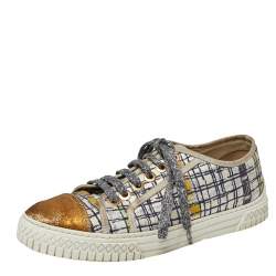 Chanel Multicolor Tweed CC Trainer Sneakers Size 37