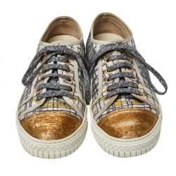 Chanel Multicolor Tweed CC Trainer Sneakers Size 37