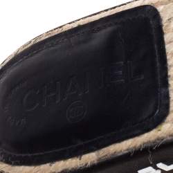 Chanel Black Satin CC Espadrille Slide Sandals Size 40