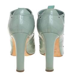 Chanel Black/Green Quilted Leather CC and Crystal Embellished Booties Size 38.5