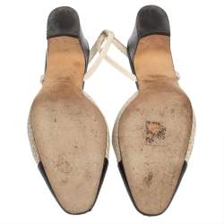 Chanel Black/White Tweed and Leather CC Slingback Sandals Size 38.5