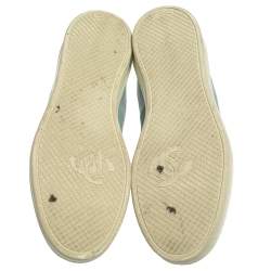 Pre Owned Chanel Blue Leather CC Low Top Sneakers Size 40.5