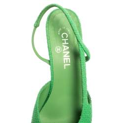مملوكة مسبقًا Chanel Green/Black Fabric Cap Toe Slingback  Sandals Size 41