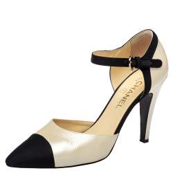 Chanel pumps in beige & black in stretch leather - DOWNTOWN UPTOWN