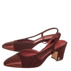 مملوكة مسبقًا Chanel Brown Tweed And Satin CC Slingback Sandals Size 40