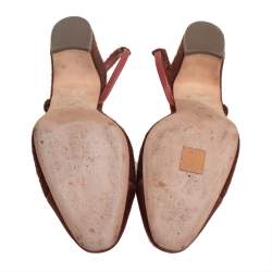 مملوكة مسبقًا Chanel Brown Tweed And Satin CC Slingback Sandals Size 40