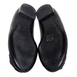 Pre Owned حذاء باليرينا فلات شانيل مزين زهرة كاميليا جلد أسود مقاس 40