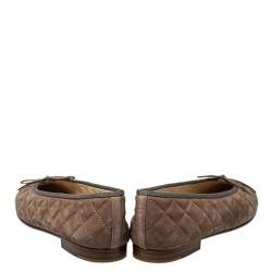 Pre Owned حذاء فلات باليه شانيل فيونكة سي سي جلد نوبوك مبطن بني مقاس 38