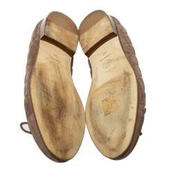 Pre Owned حذاء فلات باليه شانيل فيونكة سي سي جلد نوبوك مبطن بني مقاس 38