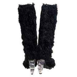 Chanel Black Fur Yeti Boots Size 40