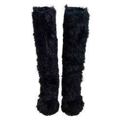 Chanel Black Fur Yeti Boots Size 40