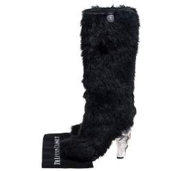 Chanel Black Fur Yeti Boots Size 40