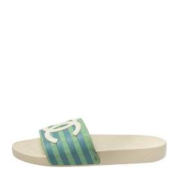 مملوكة مسبقًا Chanel Multicolor Rubber CC Rubber Slide Sandals Size 40