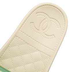 مملوكة مسبقًا Chanel Multicolor Rubber CC Rubber Slide Sandals Size 40