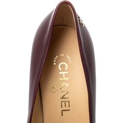 Pre Owned حذاء كعب عالي شان يل جلد بني / أسود بمقدمة مستديرة مقاس 38.5