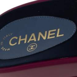 مملوكة مسبقًا Chanel Majenta Satin Tropiconic Chain Link Slide Size 38