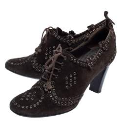 Chanel Brown Suede Rivet Booties Size 41