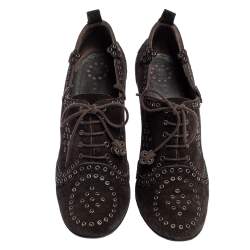 Chanel Brown Suede Rivet Booties Size 41