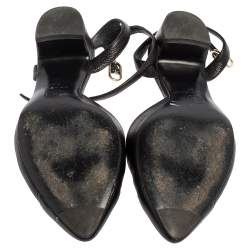 مملوكة مسبقًا Chanel Black Leather Cap Toe D'orsay Sandals Size 37