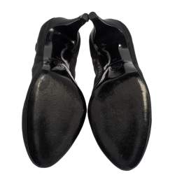 Pre Owned Chanel Black Net And Canvas Round Toe Pumps Size 38