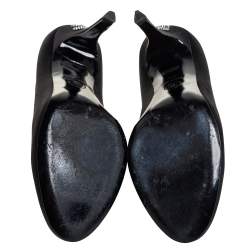 Pre Owned Chanel Black Satin CC Heel Pumps Size 37
