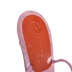 Pre Owned Chanel Pink/Brown Suede And Patent Leather Camellia Ankle Strap Sandals Size 38