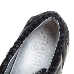 Pre Owned Chanel Black Tweed And PVC CC Low Top Sneakers Size 40