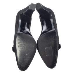 مملوكة مسبقًا Chanel Black Suede CC Block Heel Pumps Size 38