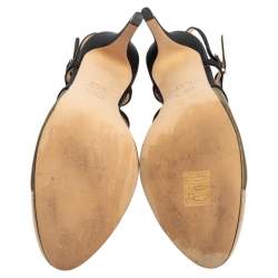 Pre Owned Chanel Multicolor Leather And Mesh Cap Toe Slingback Sandals Size 38.5