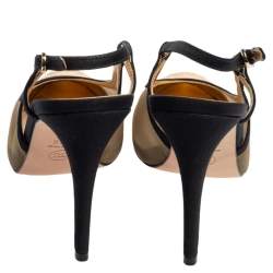 Pre Owned Chanel Multicolor Leather And Mesh Cap Toe Slingback Sandals Size 38.5