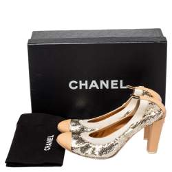 Chanel Gold/ Beige Leather And Sequin CC Pumps Size 35.5