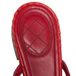 Chanel Red Python CC Flat Thong Sandals Size 39.5