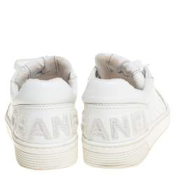 مملوكة مسبقًا Chanel White Perforated Leather Low Top Sneakers Size 37