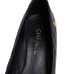 Pre Owned حذاء كعب عالي شانيل جلد أسود مبطن مقاس 39