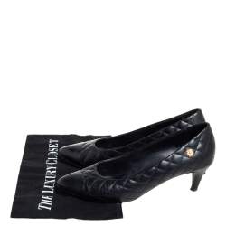 Pre Owned حذاء كعب عالي شانيل جلد أسود مبطن مقاس 39