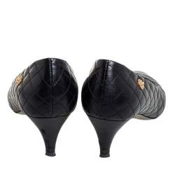 Pre Owned حذاء كعب عالي شانيل جلد أسود مبطن مقاس 39